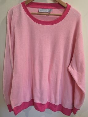 Country Store Light Pink Pullover Sweatshirt with Hot Pink Trim